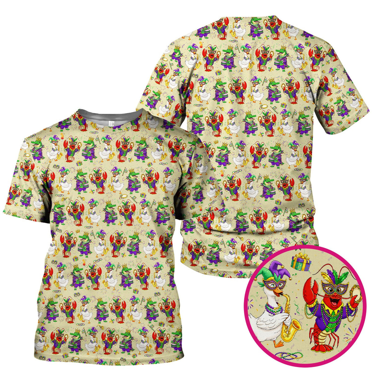 Crawfish Duck Mardi Gras Nurse Scrub Top