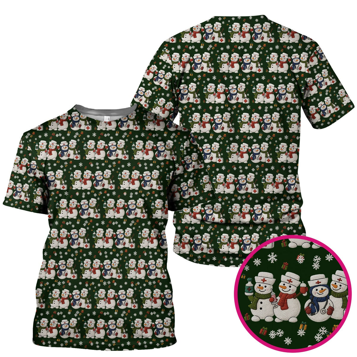Snowman Nurse Scrub Top - Christmas Gift
