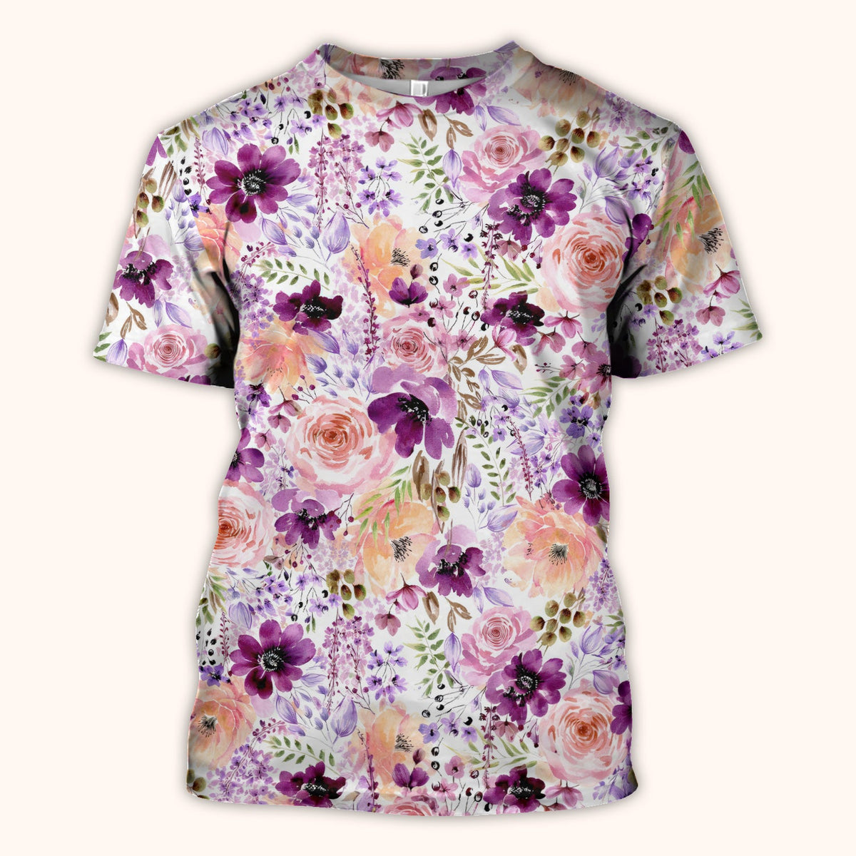 Elegant Watercolor Floral Bloom Nurse Scrub Top