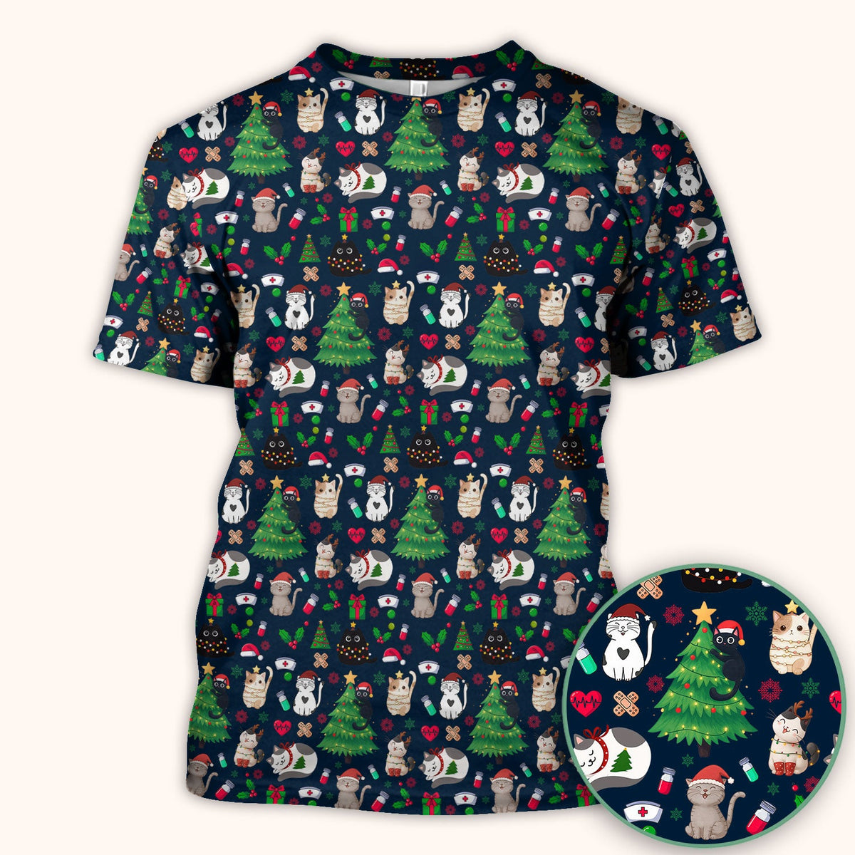 Christmas Pet Nurse Scrub Top