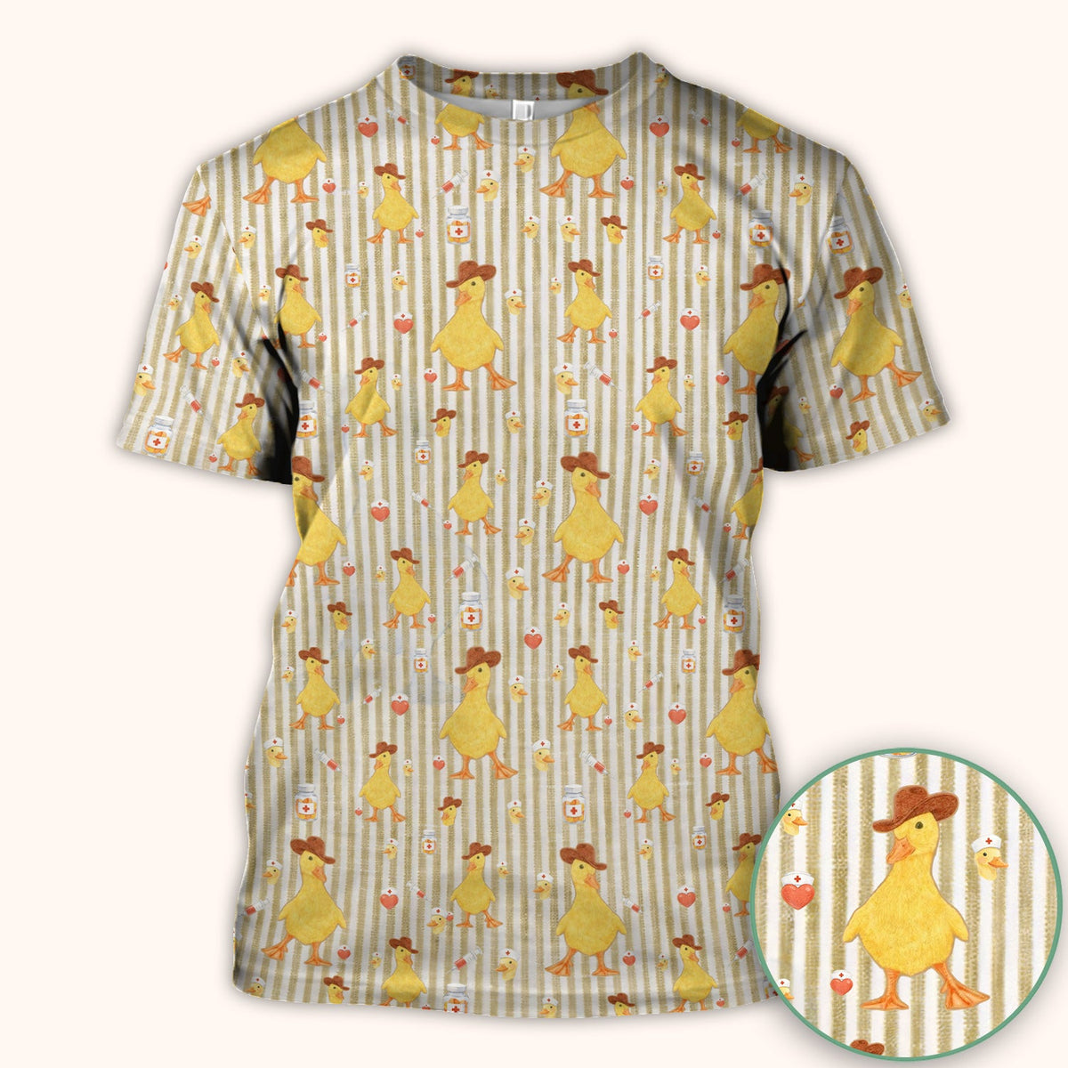 Cowboy Ducktor Vertical Stripe Nurse Scrub Top
