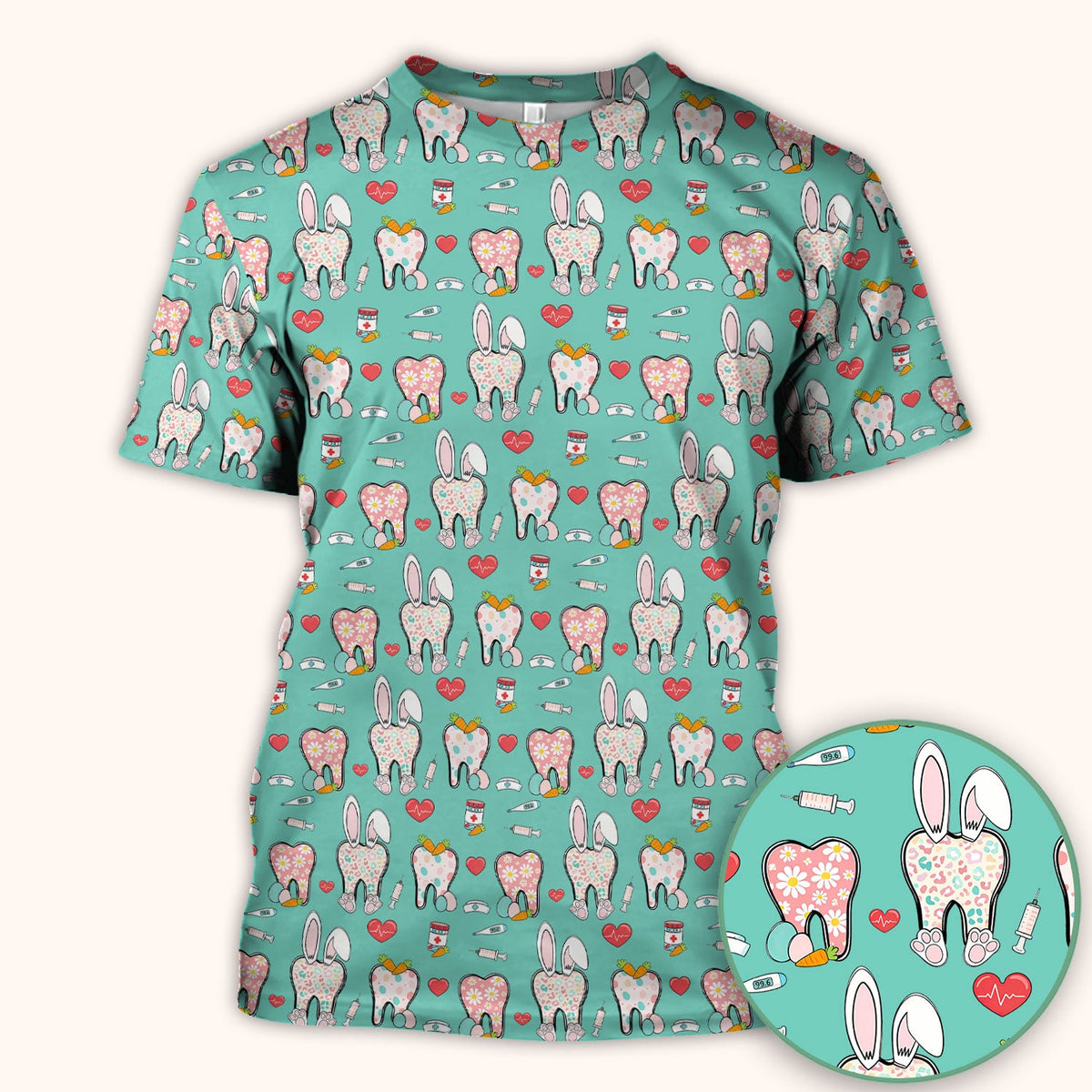 Easter Bunny Dentist Nurse Scrub Top
