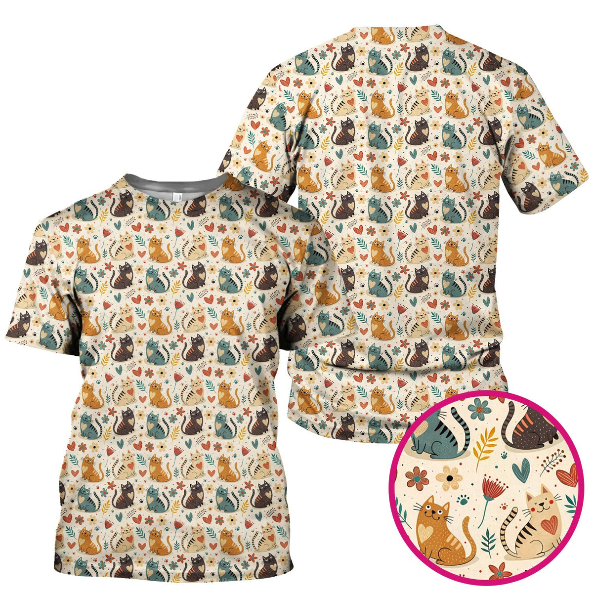 Cat Floral Nurse Scrub Top