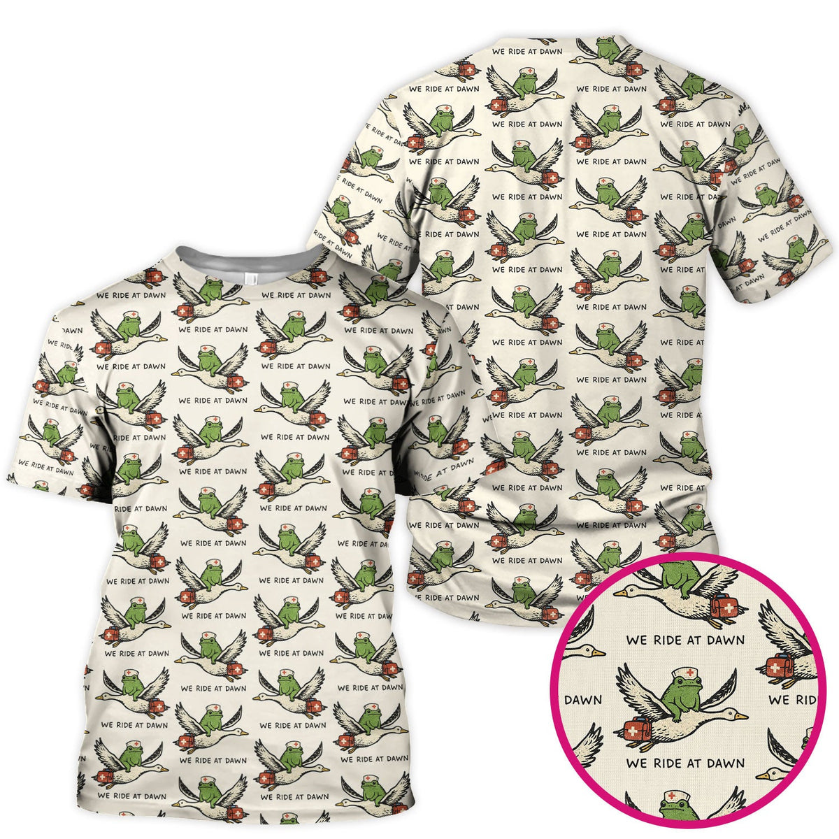 Frog Riding Goose Nurse Scrub Top
