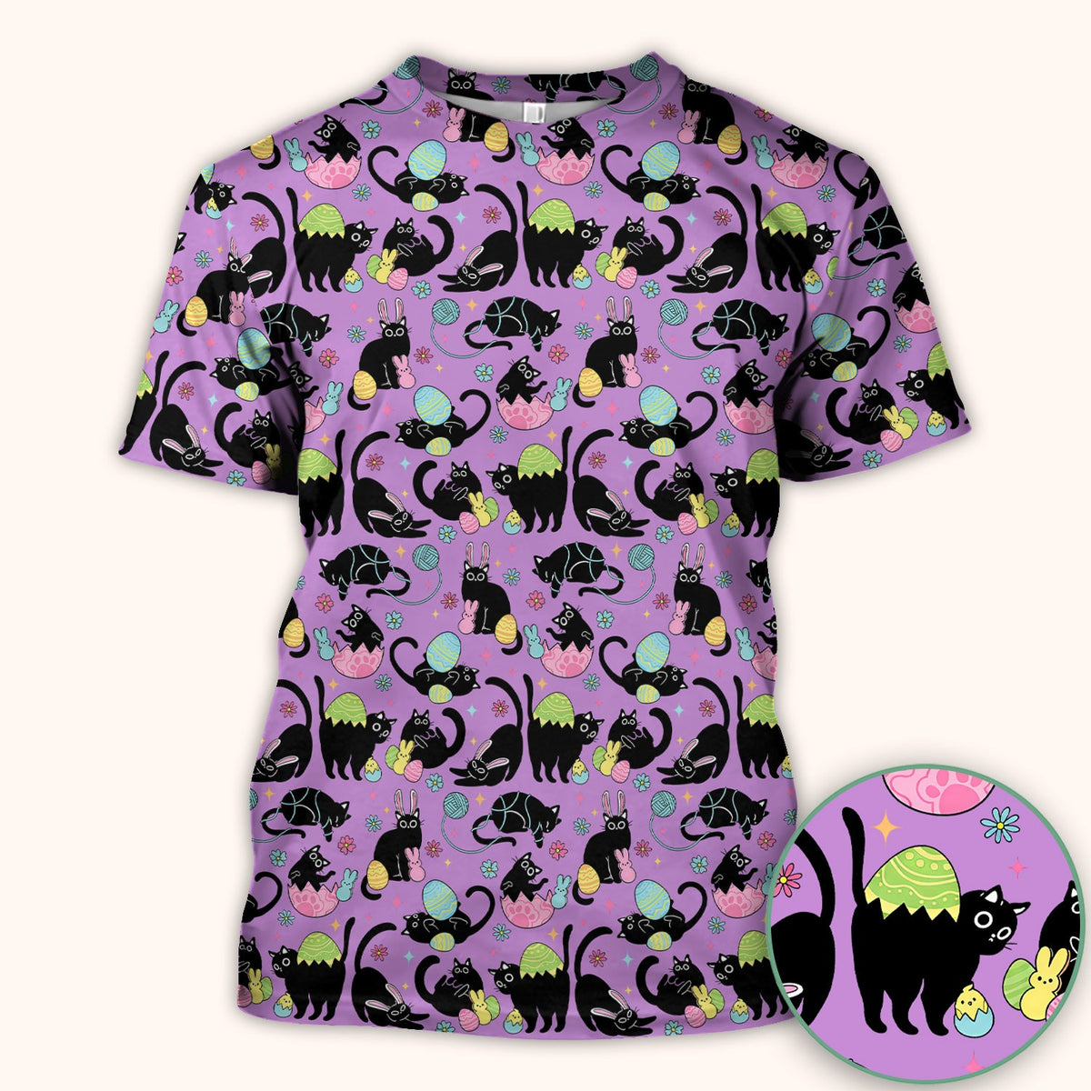 Black Cat Egg Nurse Scrub Top - Easter Gift