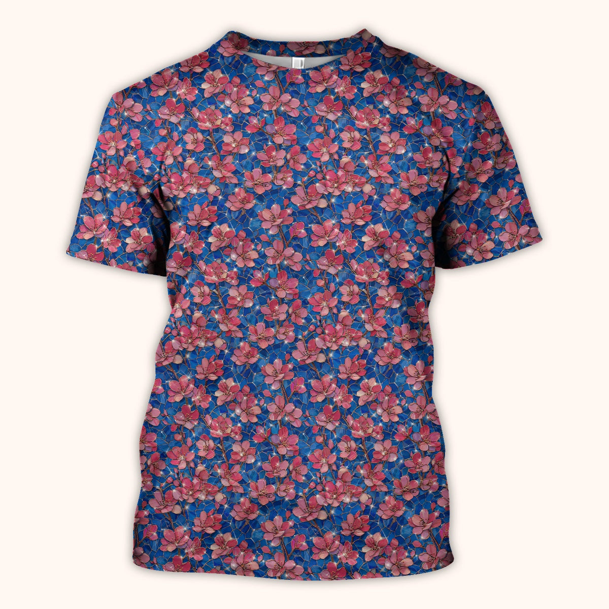 Pink Cherry Blossom Floral Nurse Scrub Top