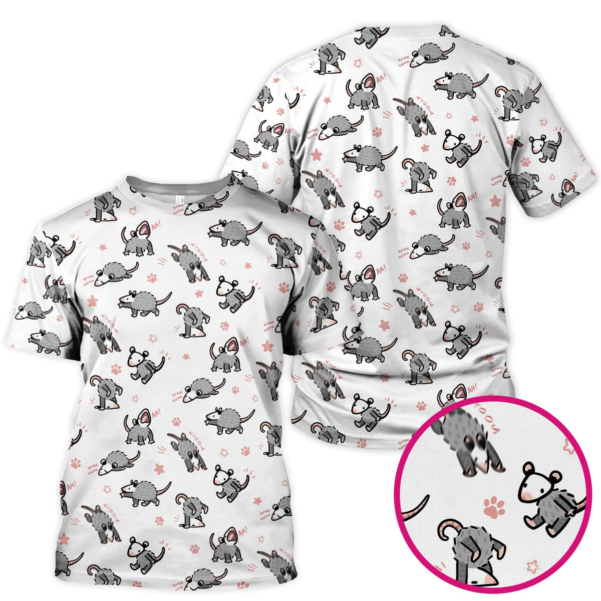 Cartoon Opossum Nurse Scrub Top
