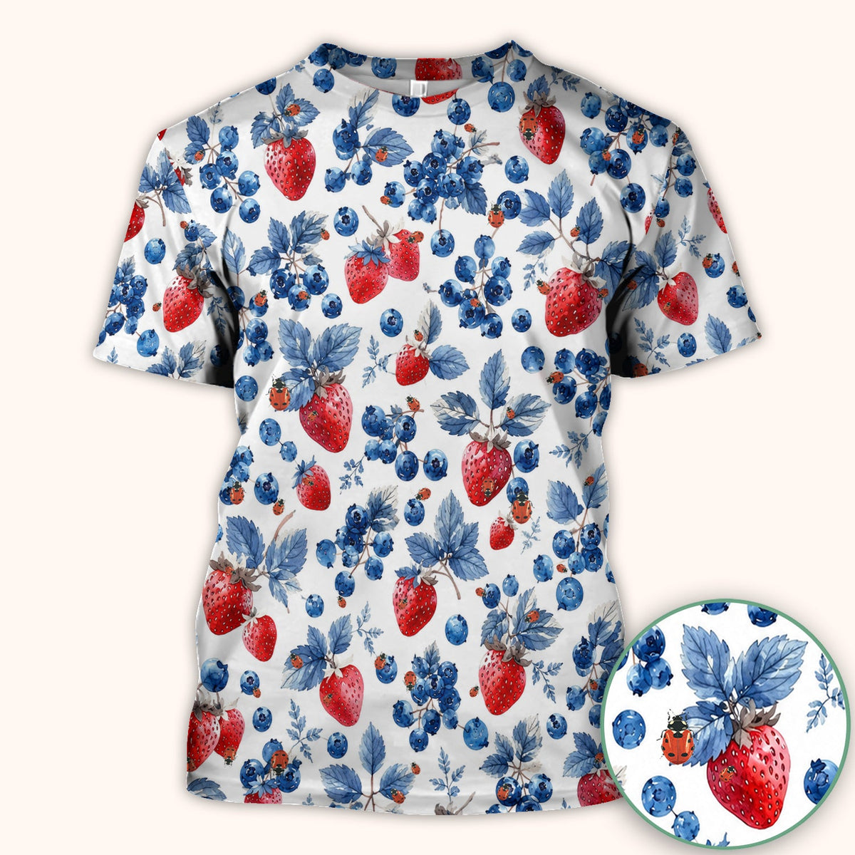 Strawberry Blueberry Ladybug Nurse Scrub Top