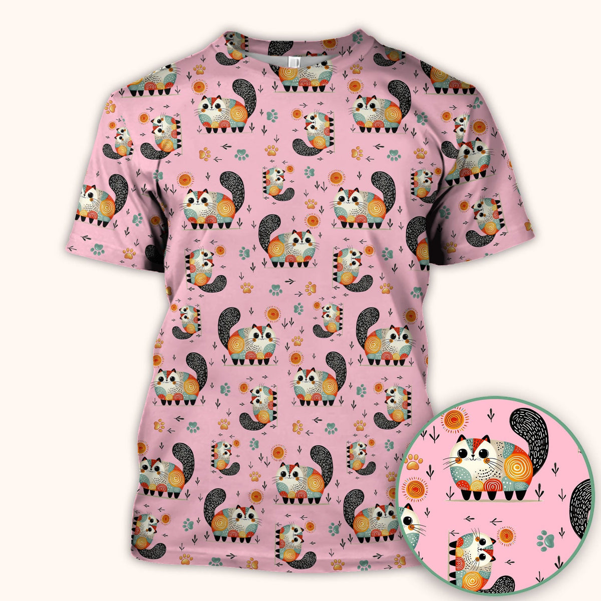 Cat Illustration Nurse Scrub Top