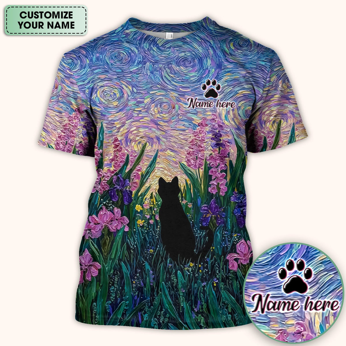 Personalized Starry Sky Cat Nurse Scrub Top