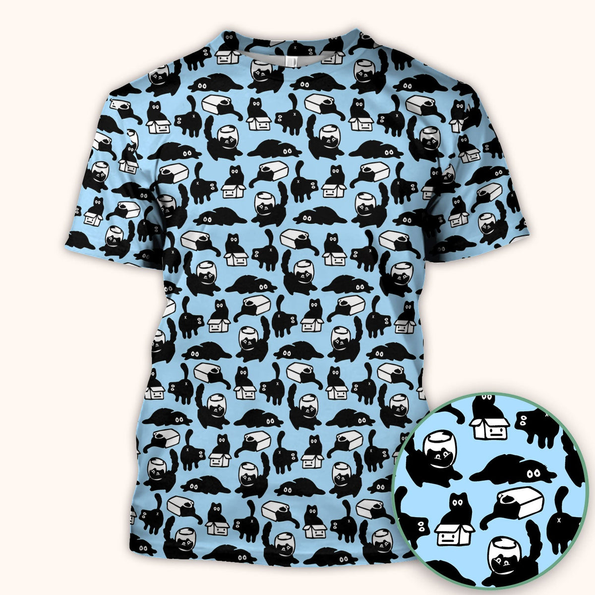 Dark Playful Cat Nurse Scrub Top