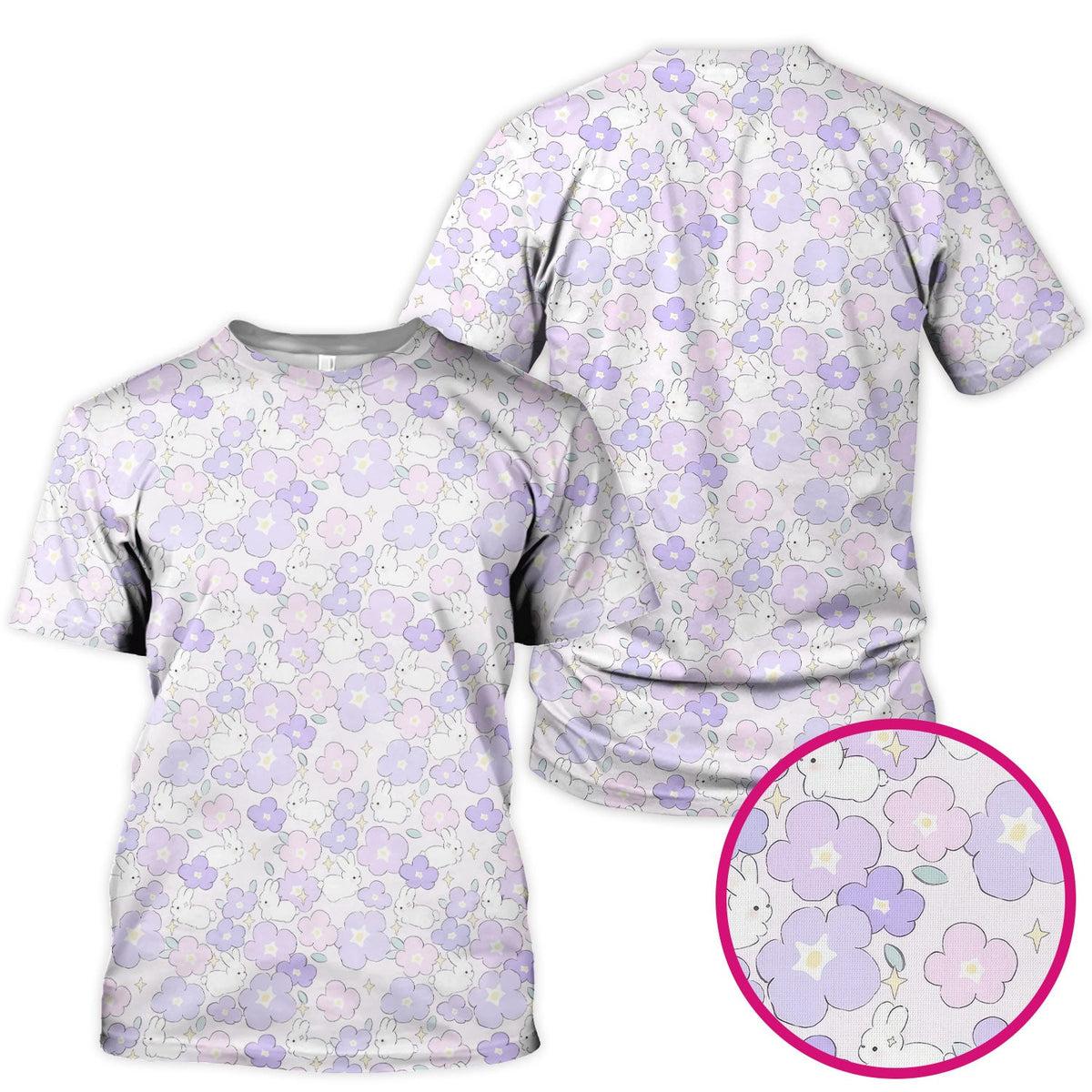 Bunny Floral Pastel Nurse Scrub Top