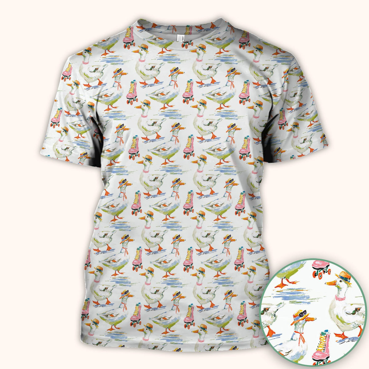 Roller Skating Goose Nurse Scrub Top