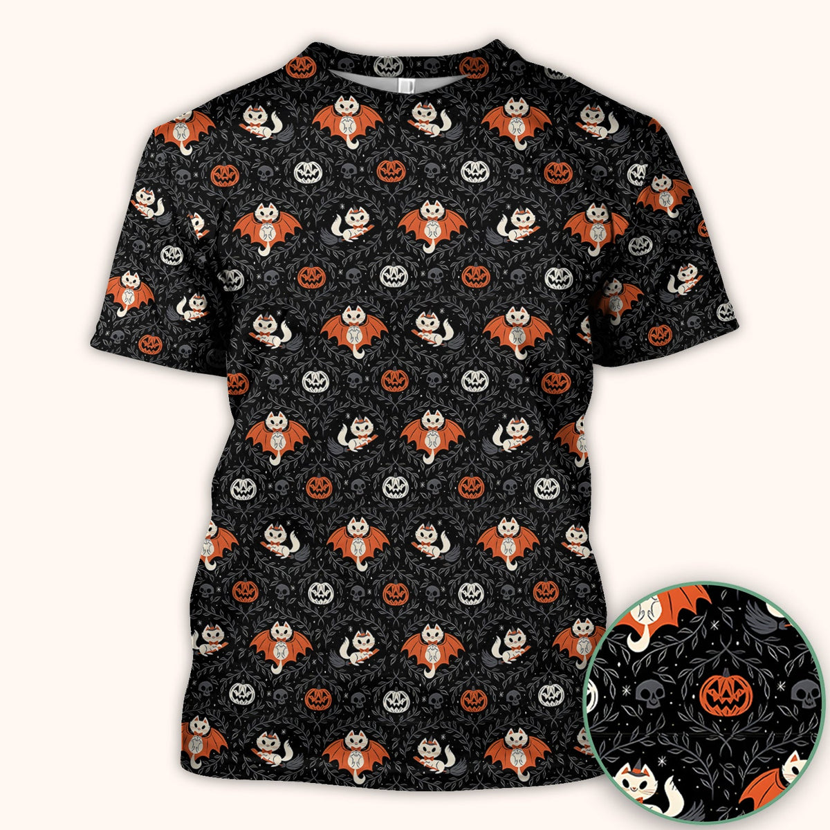 Halloween Vampire Cat Nurse Scrub Top