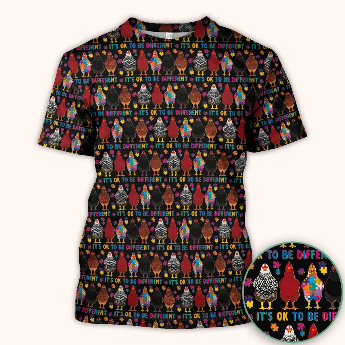 Autism Chicken It's OK To Be Different Nurse Scrub Top