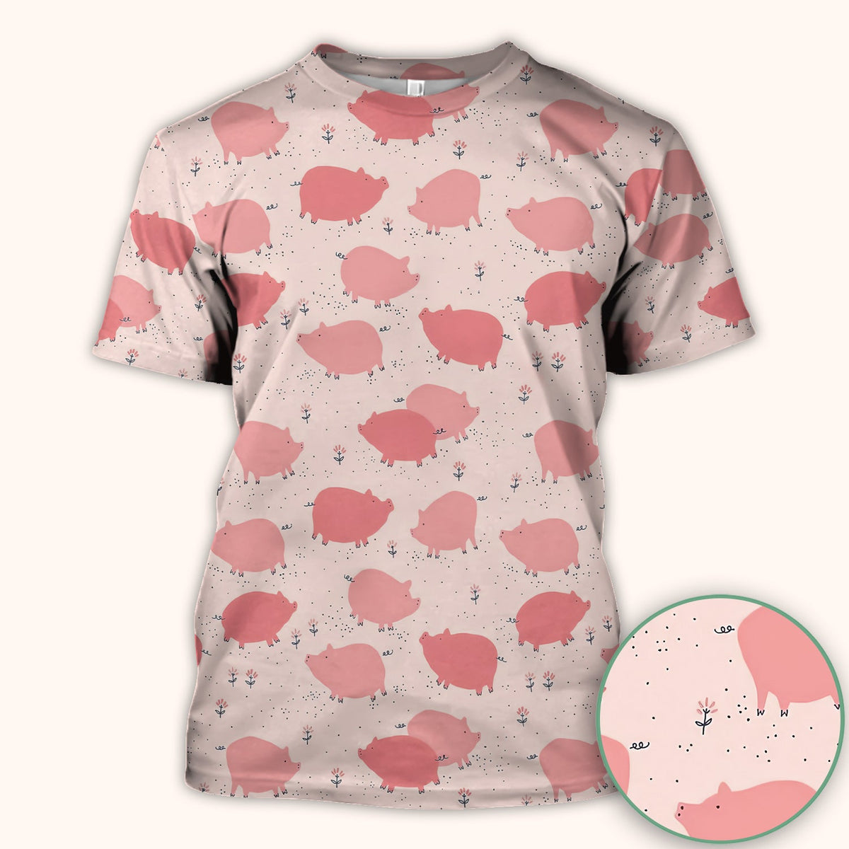 Pink Pig Farm Nurse Scrub Top