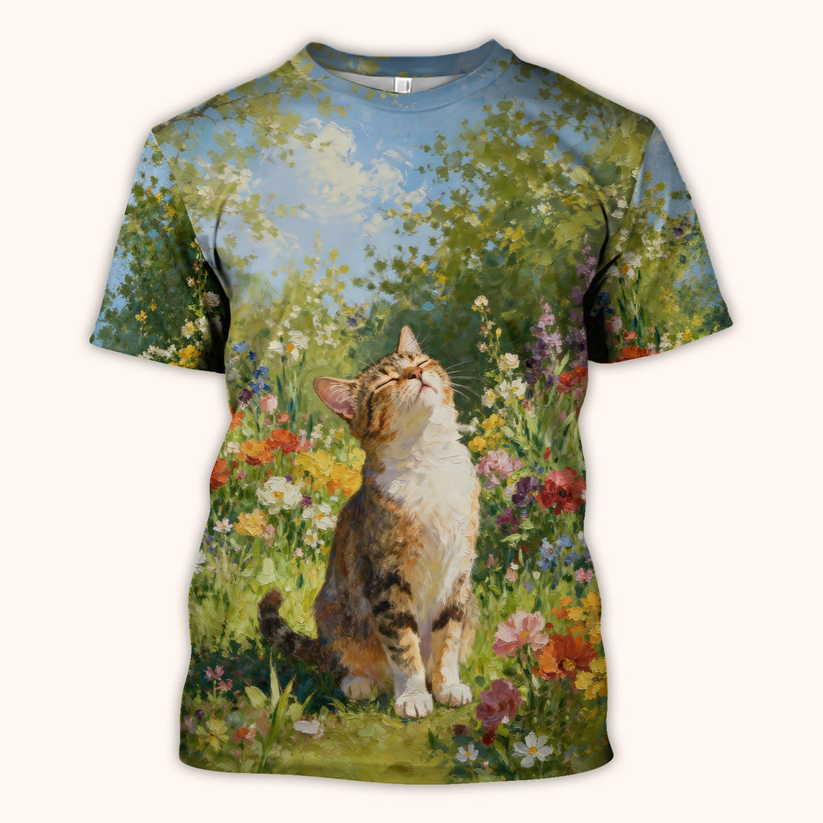 Whimsical Garden Cat Blossom Nurse Scrub Top