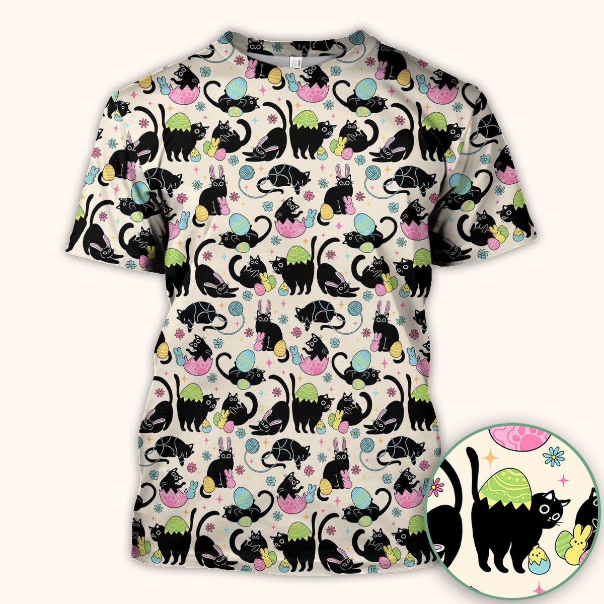 Black Cat Egg Nurse Scrub Top - Easter Gift