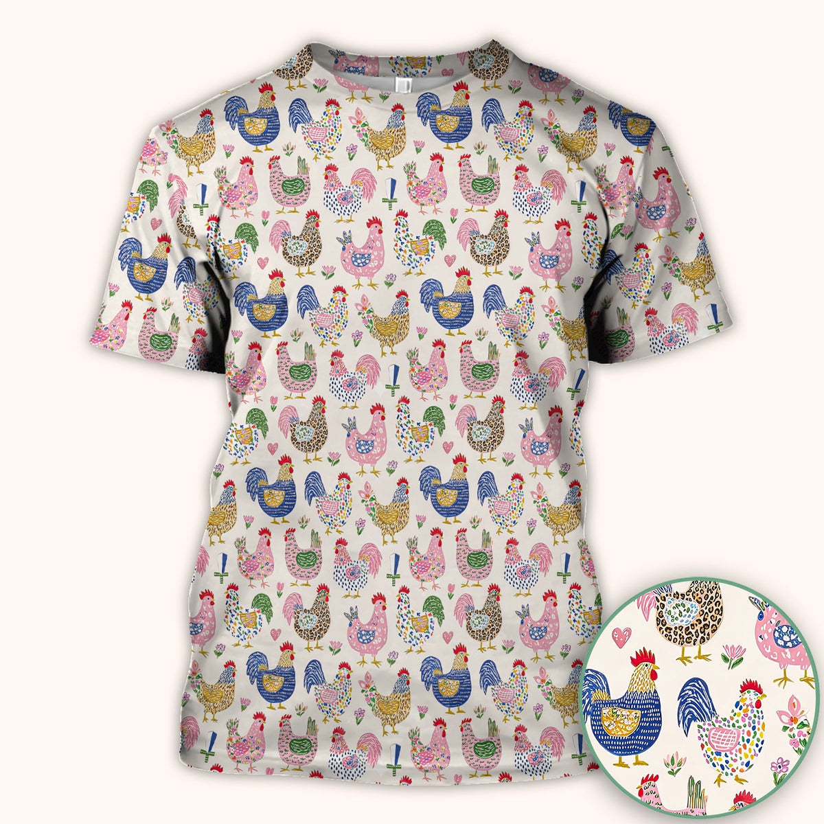 Chicken Rooster Nurse Scrub Top