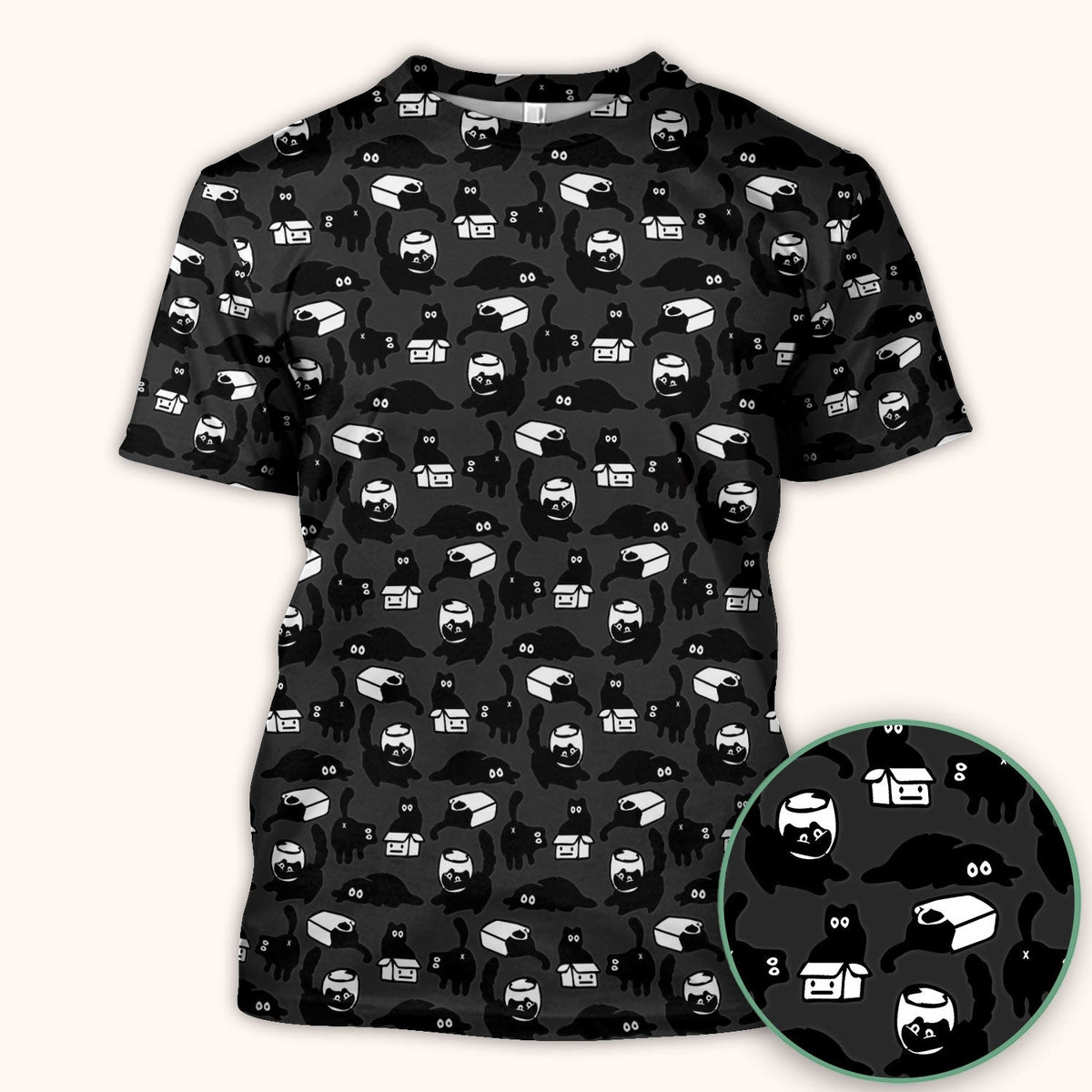 Dark Playful Cat Nurse Scrub Top