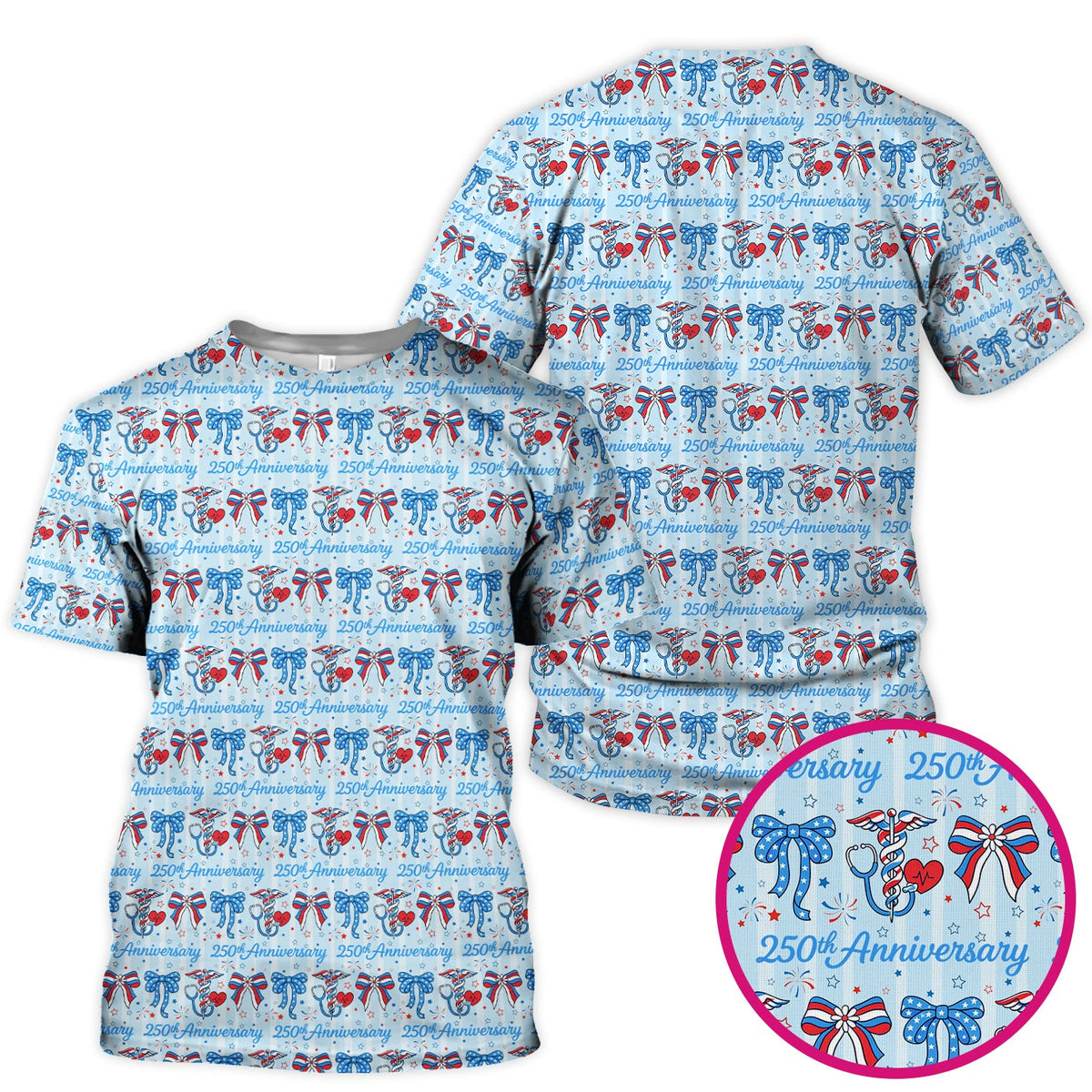 250th Anniversary Nurse Ribbon Heart Scrub Top