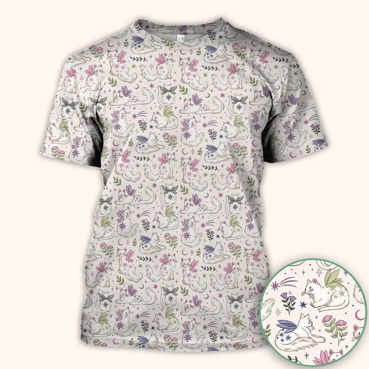 Fairy Cat Moon Star Nurse Scrub Top