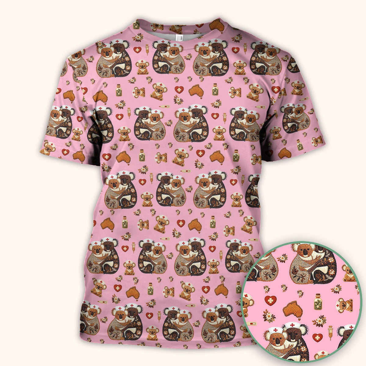 Koala Nurse Scrub Top - Valentines Day Gift