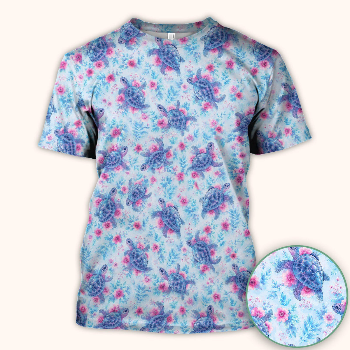 Sea Turtle Floral Nurse Scrub Top