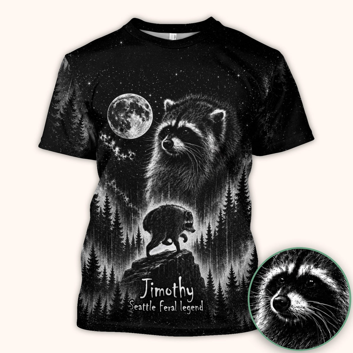 Moonlit Jimothy Raccoon Forest Nurse Scrub Top