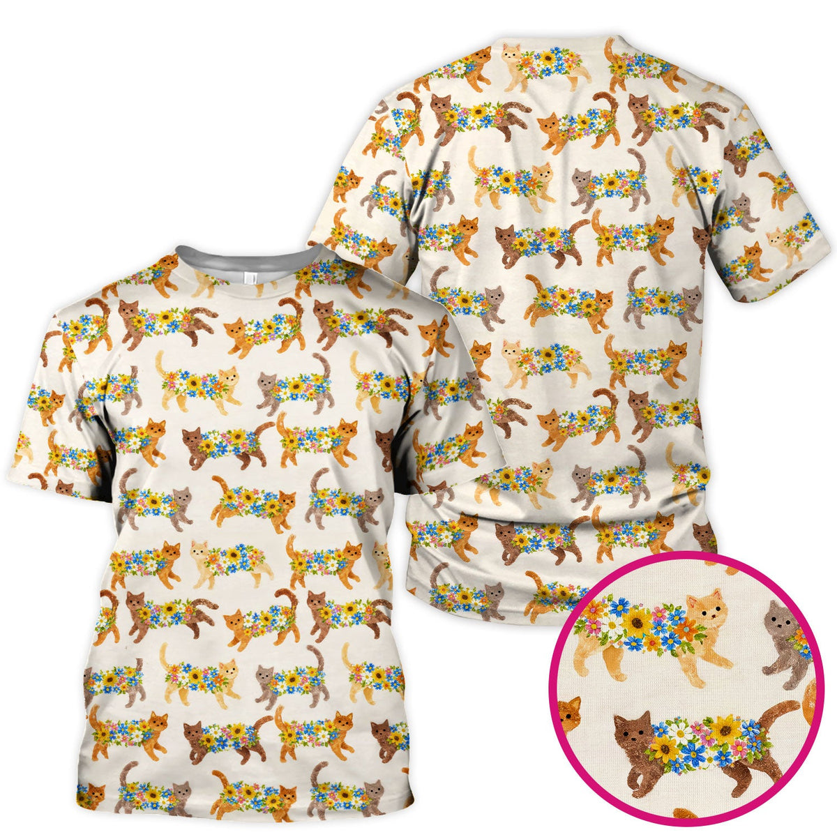 Flower Filled Cat Nurse Scrub Top