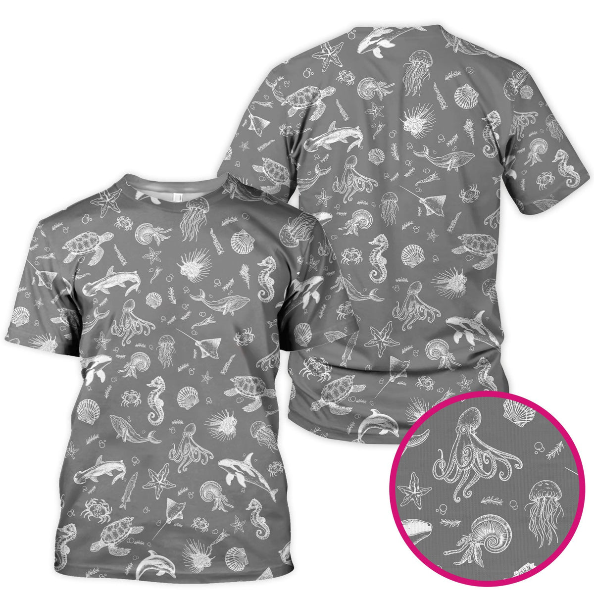 Marine Sea Life Nurse Scrub Top