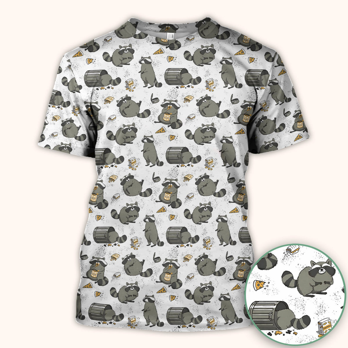 Raccoon Snack Trash Can Nurse Scrub Top