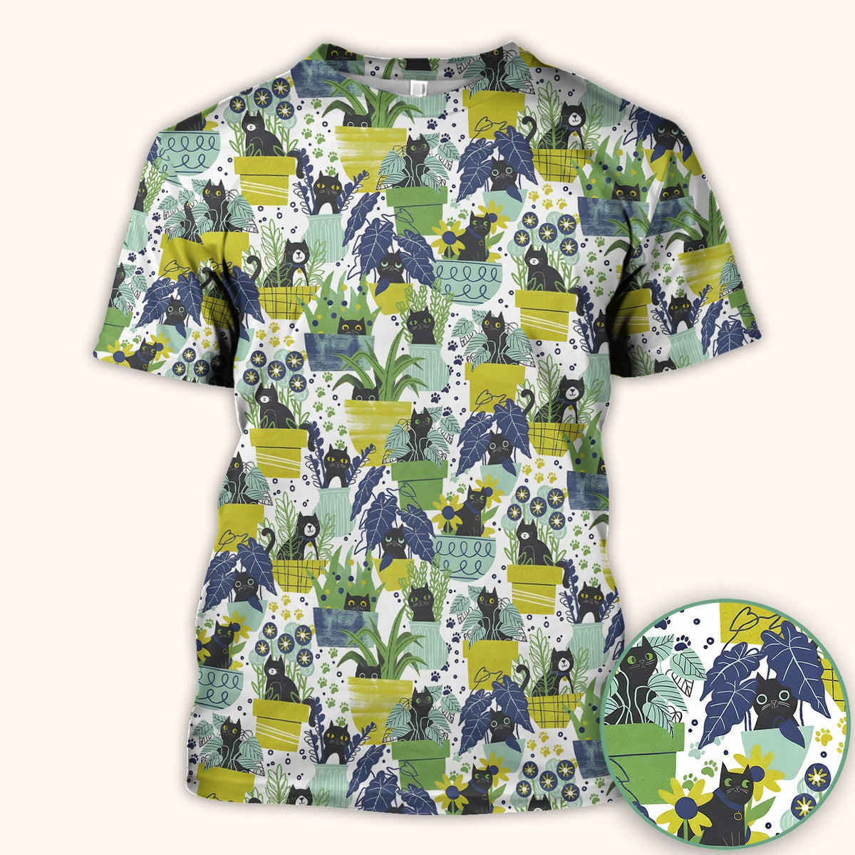 Black Cat Planter Garden Nurse Scrub Top