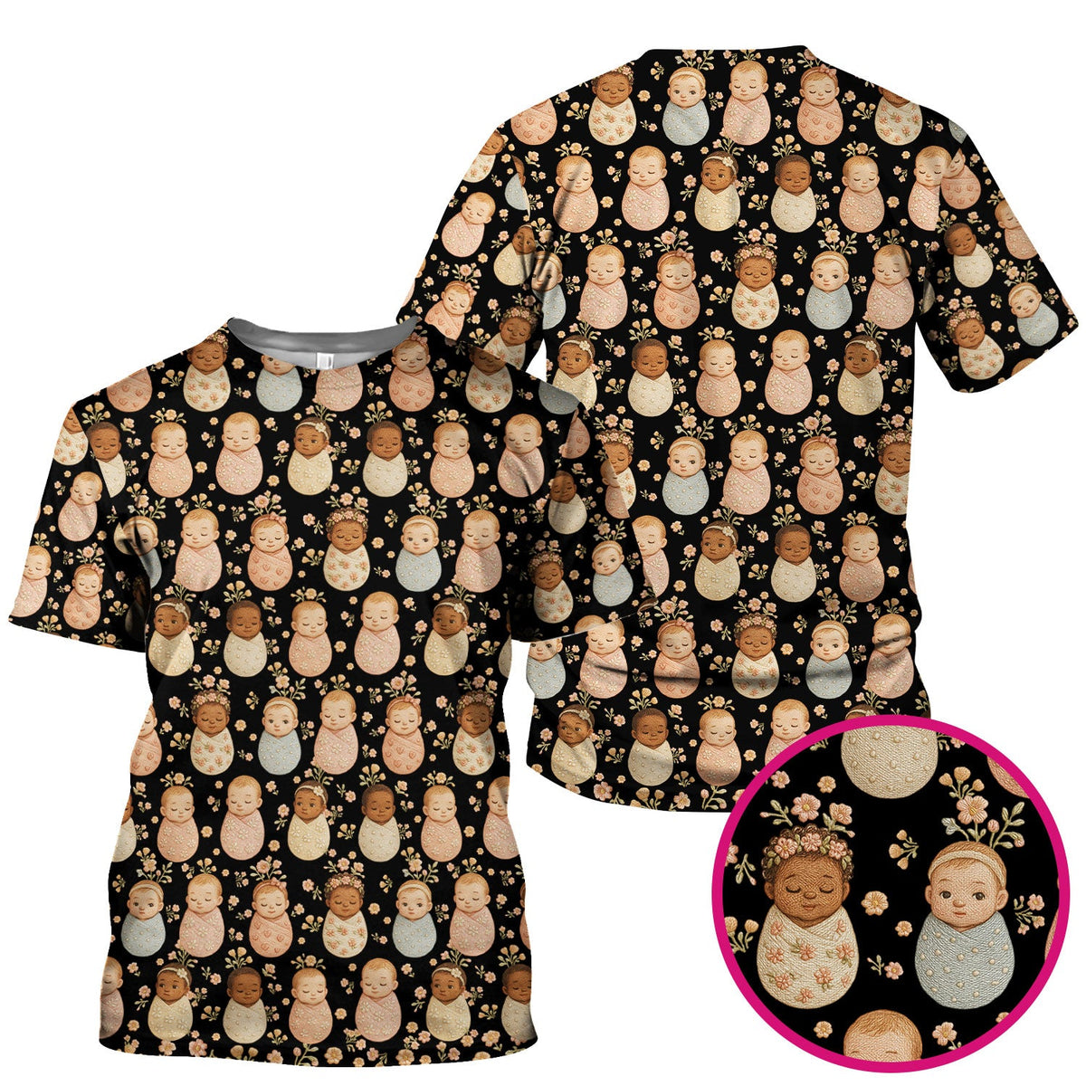 Sweet Newborn Baby Floral Nurse Scrub Top