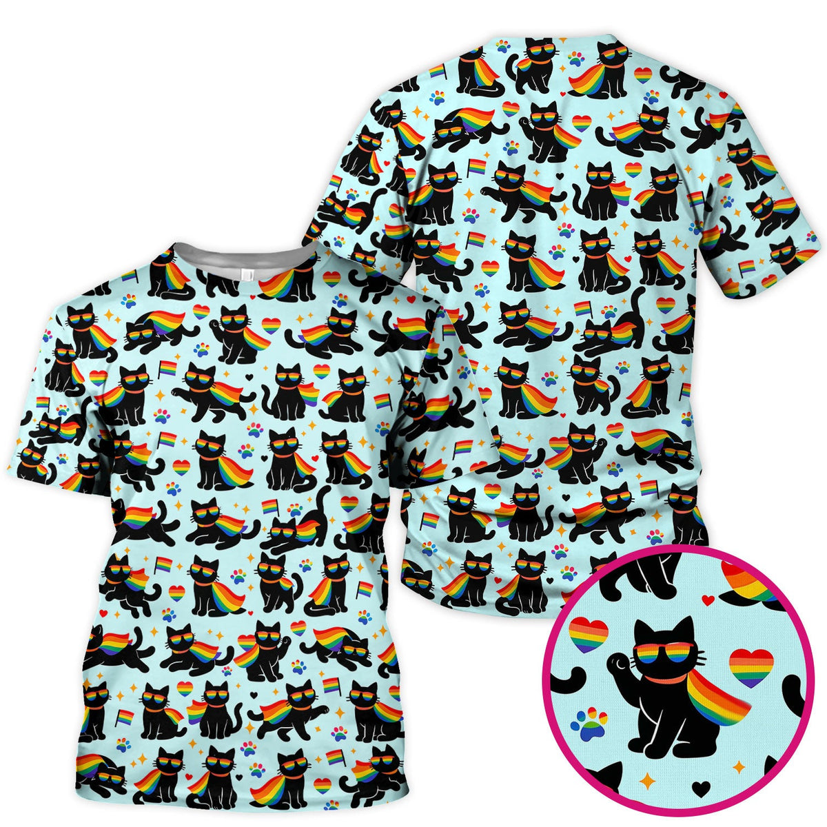 Rainbow Black Cat Pride Nurse Scrub Top