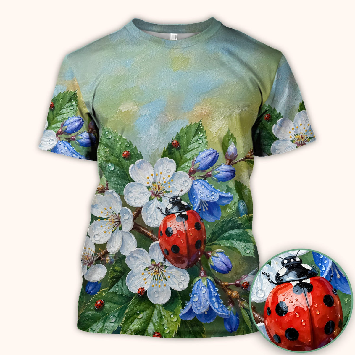 Ladybug Blossom Garden Nurse Scrub Top
