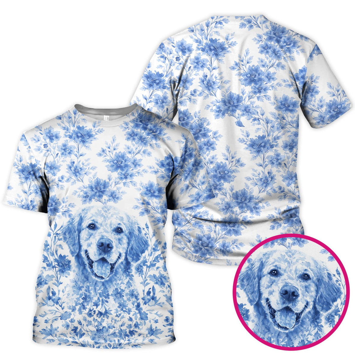 Personalized Pet Photo Floral Scrub Top