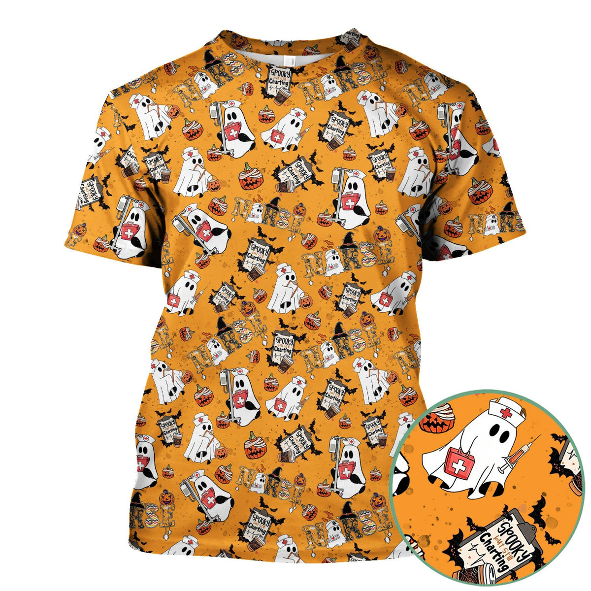 Spooky But Still Charting Nurse Scrub Top - Halloween Gift