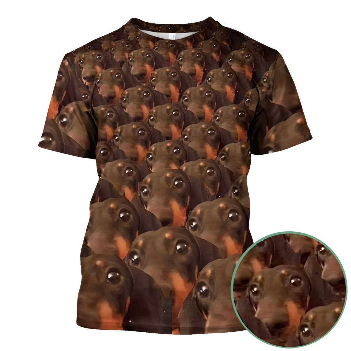 Funny Dachshund Scrub Shirt - Dog Face Print Scrub Top for Women Men - Cute Animal Scrubs Gift for Nurse, CNA, RN, Doctor