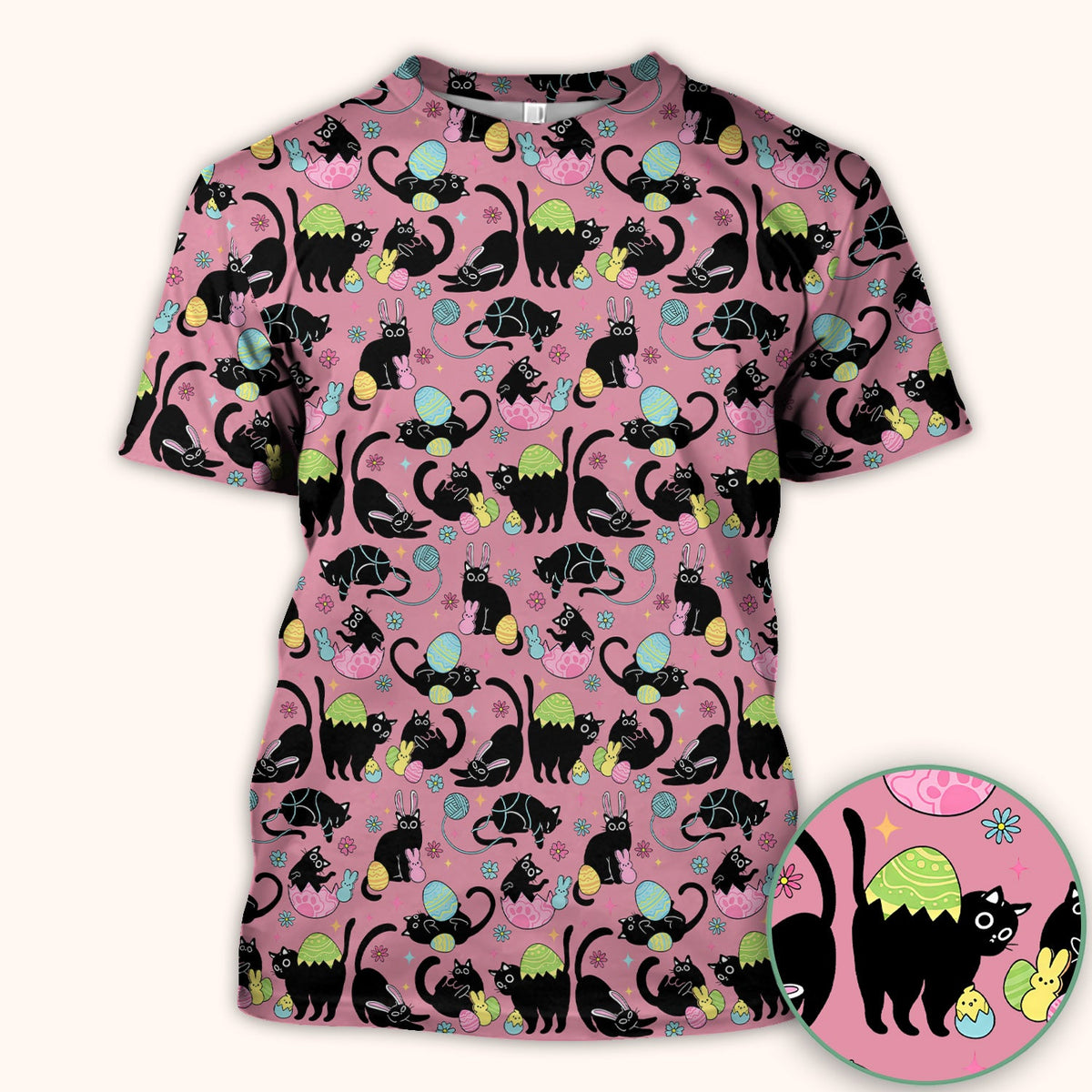 Black Cat Egg Nurse Scrub Top - Easter Gift