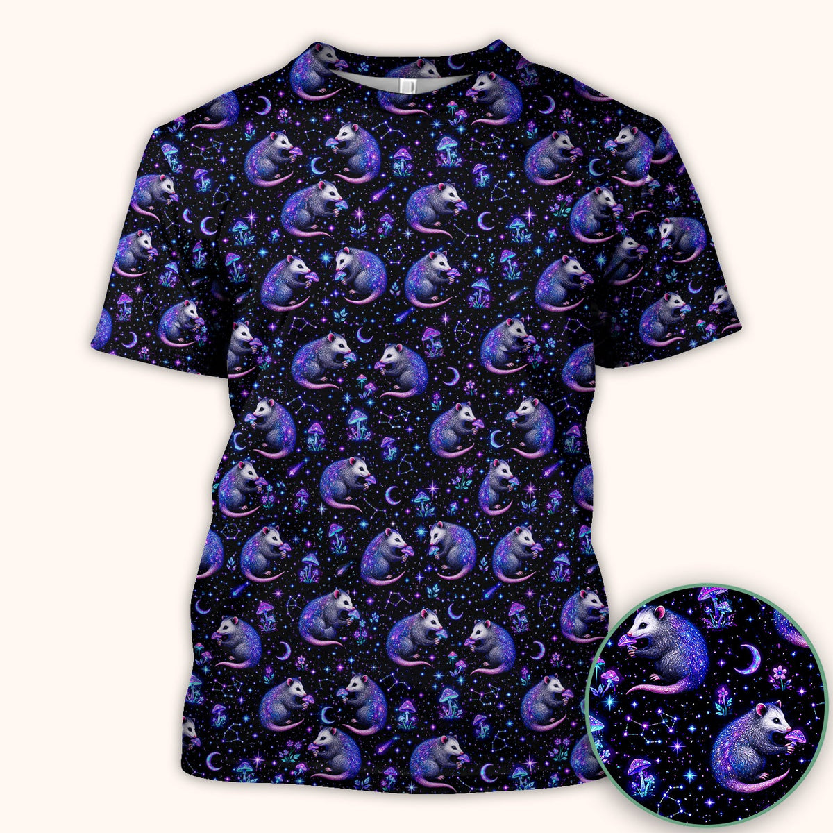 Celestial Purple Opossum Mushroom Nurse Scrub Top