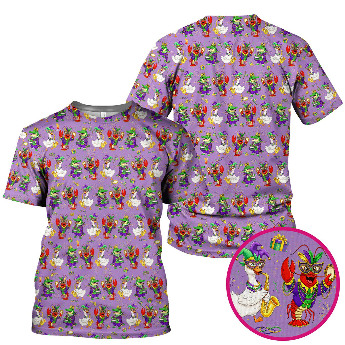 Crawfish Duck Mardi Gras Nurse Scrub Top