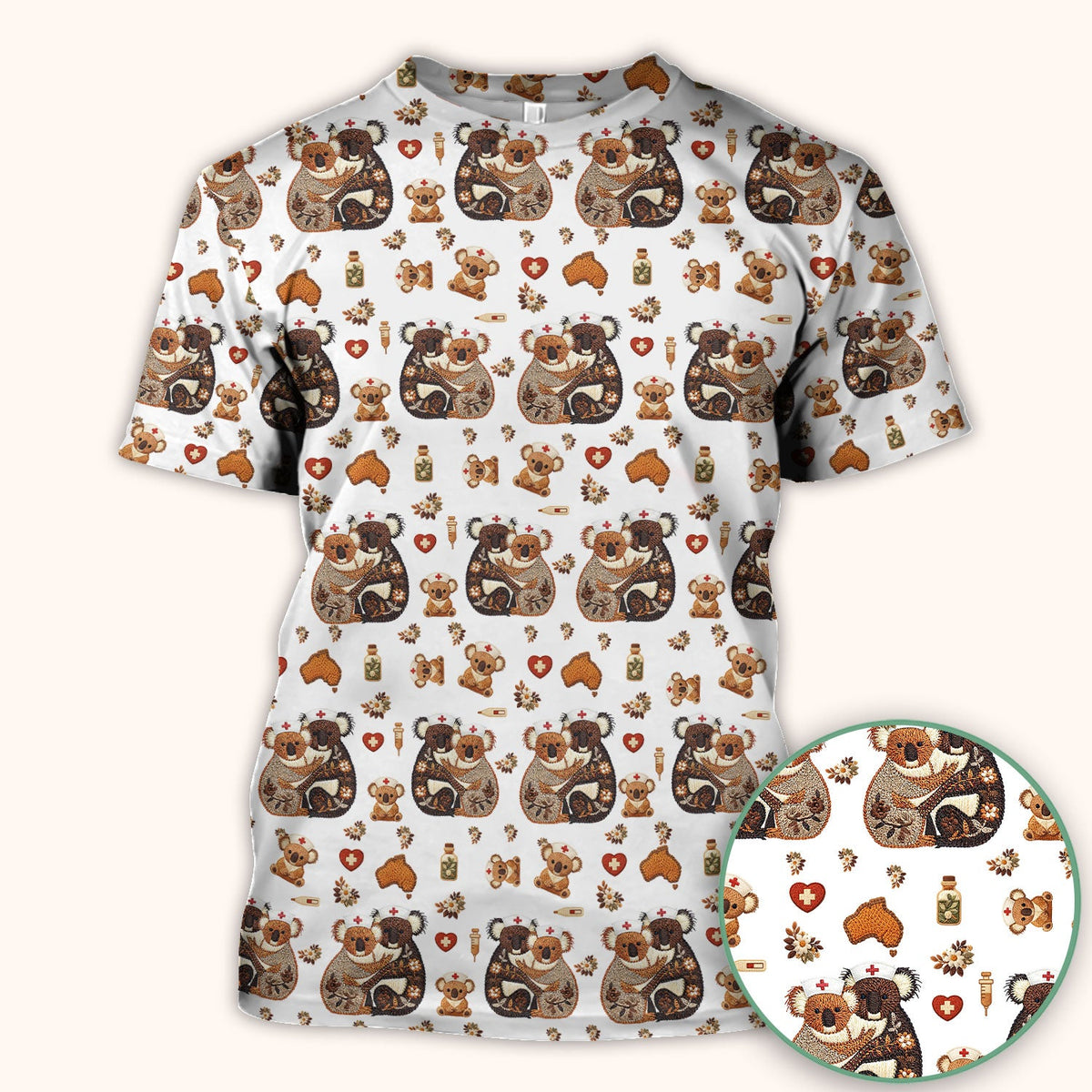 Koala Nurse Scrub Top - Valentines Day Gift