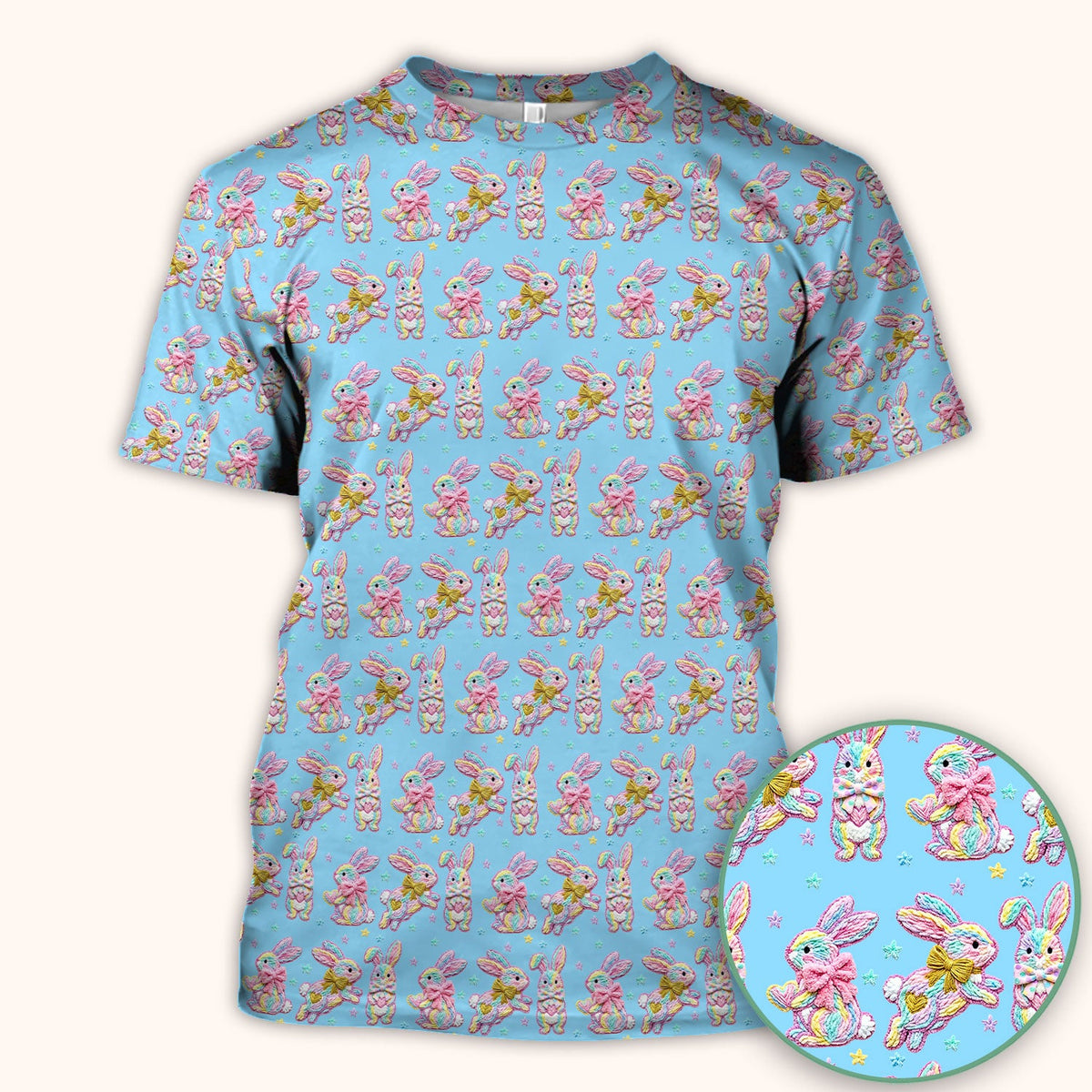 Cartoon Bunny Nurse Scrub Top - Easter Gift