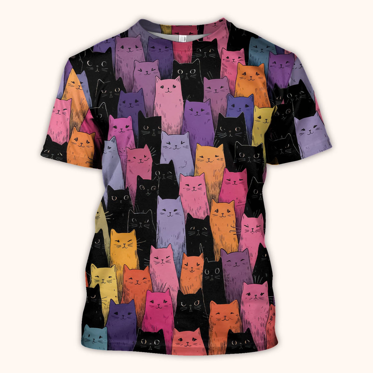 Colorful Cat Art Nurse Scrub Top