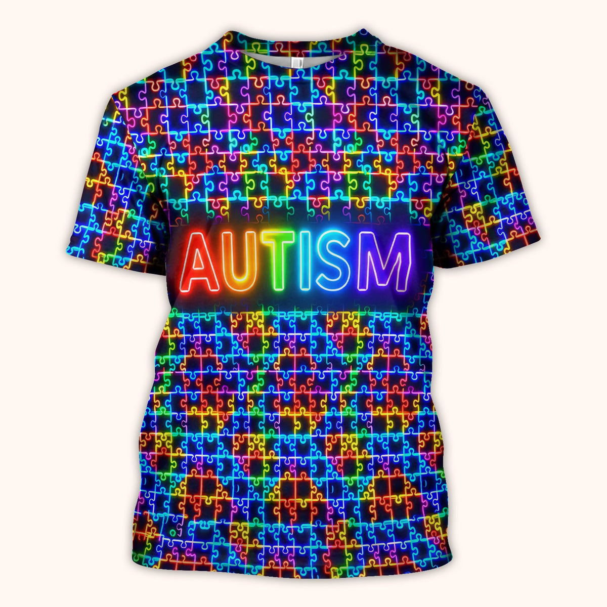 Autism Puzzle Neon Nurse Scrub Top