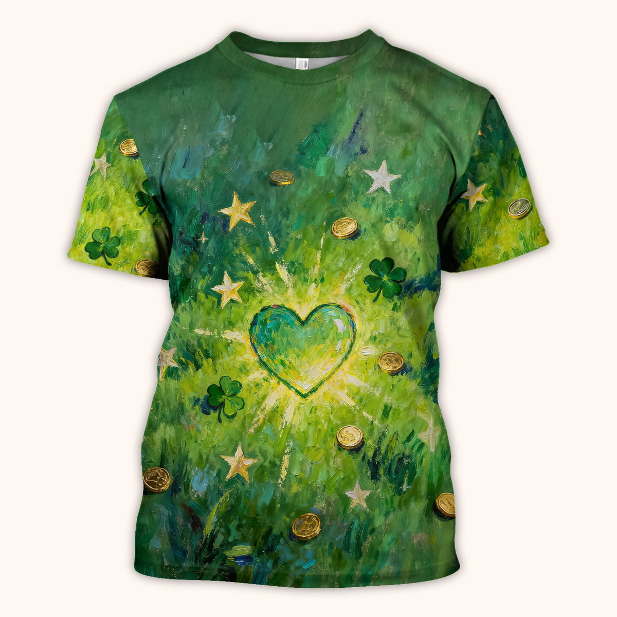 St Patrick Lucky Shamrock Heart Nurse Scrub Top