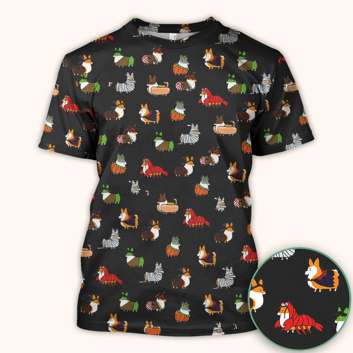 Halloween Corgi Costume Nurse Scrub Top