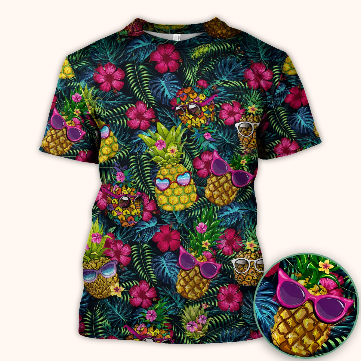 Tropical Pineapple Sunglasses Nurse Scrub Top