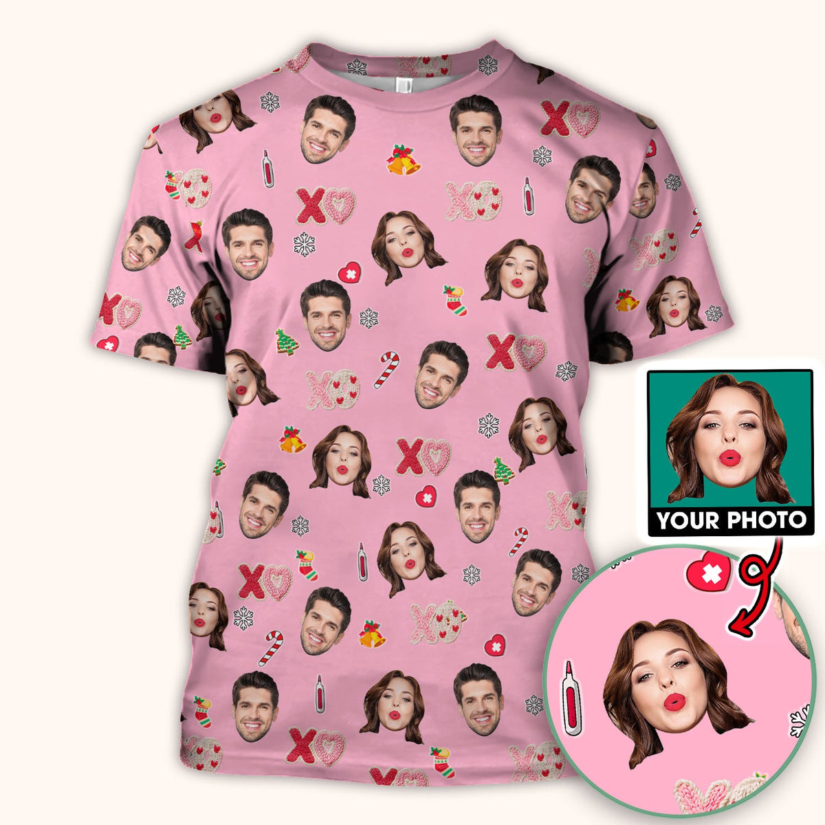 Personalized Photo Face Nurse Scrub Top